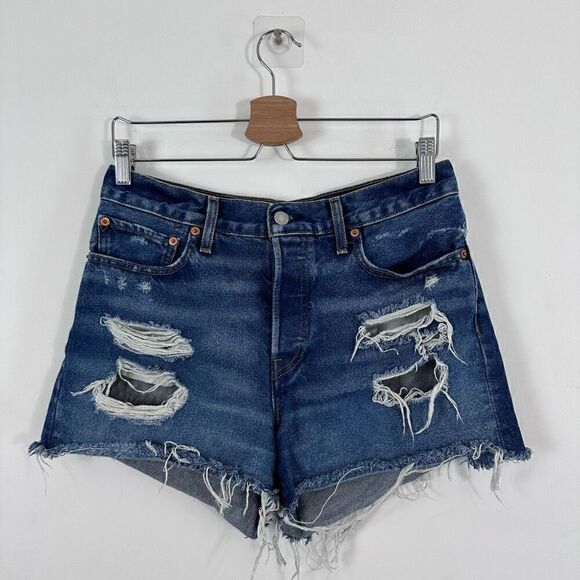 Levi’s Wedgie Distressed High Rise Denim Shorts Size 30 - Picture 5 of 12